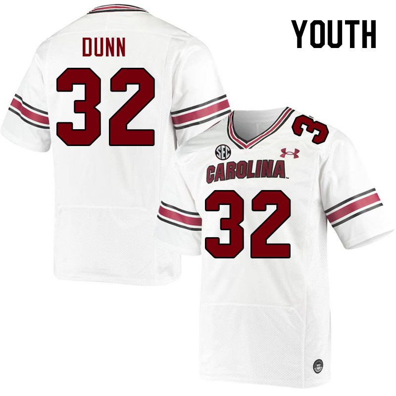 Youth #32 Bradley Dunn South Carolina Gamecocks 2023 College Football Jerseys Stitched-White